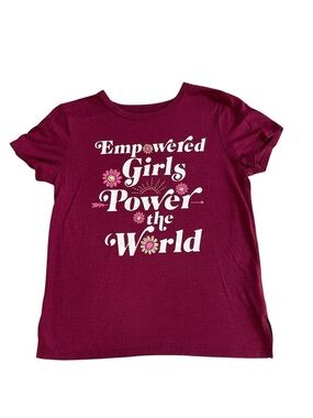 Mudd Girls Berry Graphic Tee with “Girl Power” Message, Size Youth L (10/12)